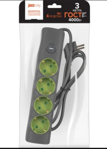 Удлинитель (Китай) Удлинитель JAZZway ET-04-300G (4 x 3,0) заземл., выкл. (10)
