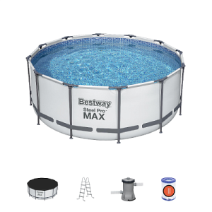 Бассейн каркасный Steel Pro MAX 366х122 см, фильтр-насос, лестница, тент, 56420 Bestway
