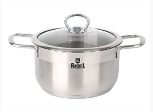 Кастрюля 2л из нержавеющей стали со стекл. кр., 16х10,5 см Гретта