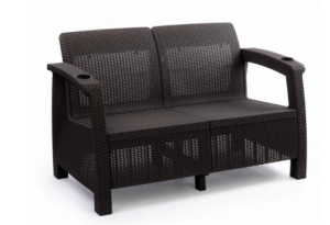 Диван "Ротанг-плюс" 1270*700*790мм 2-х местный мокко (1) Ма8837