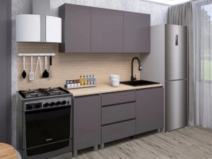 Кухонный гарнитур "Денвер" 1,6м (Графит серый/Дуб сонома)