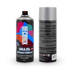 Аэрозольная эмаль термостойкая +300/400 DECORIX 520мл алюминий (12)