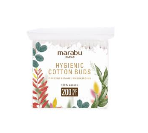Ватные палочки MARABU Botanica 200шт/уп (зип-пакет), 48 уп (8 иннеров)/кор Япония (48)