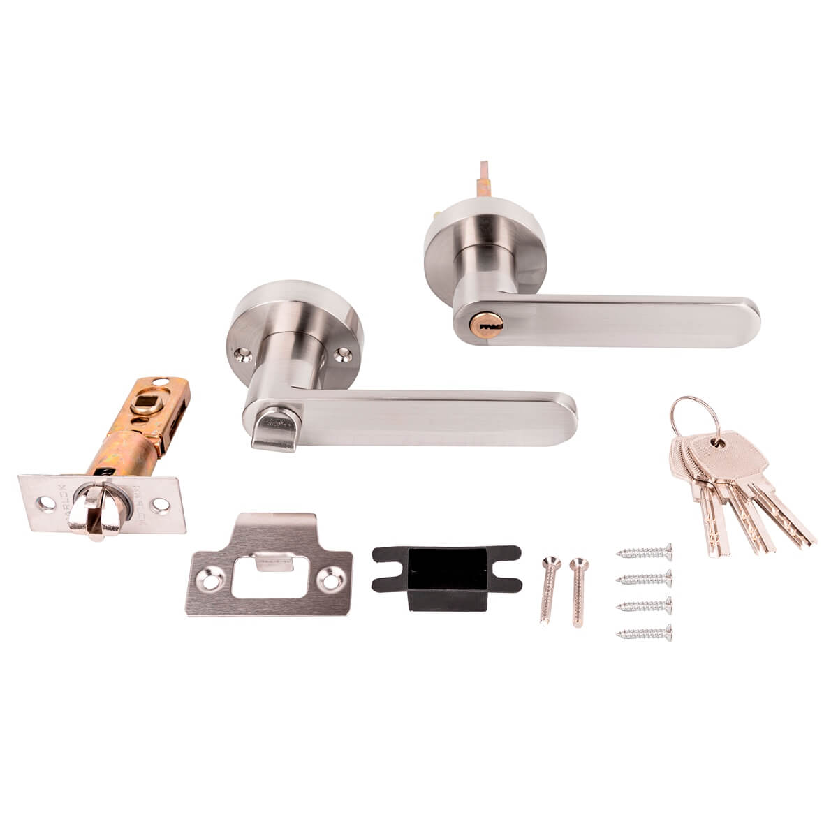 Ручка-защелка MARLOK RZ 7-01 ключ, "NOVA", SN (никель) (30)