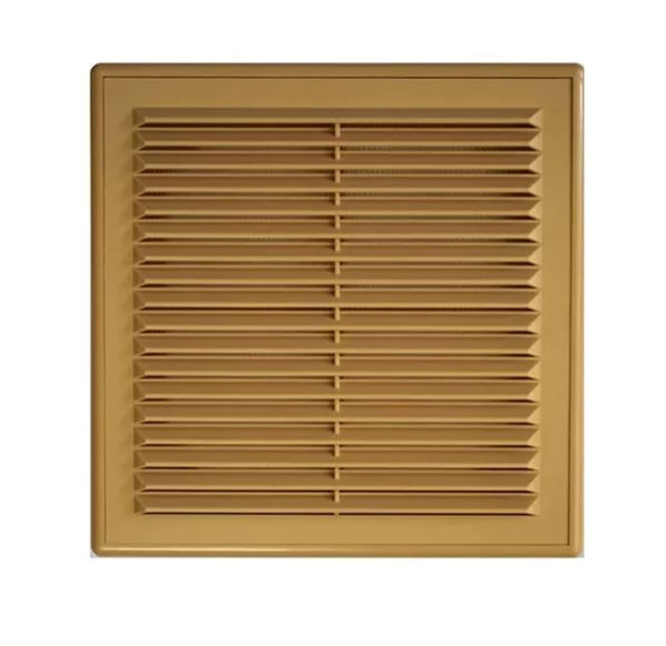 Решетка ERA разъемная с сеткой против насекомых15х15 с рамкой, бежевая (60)