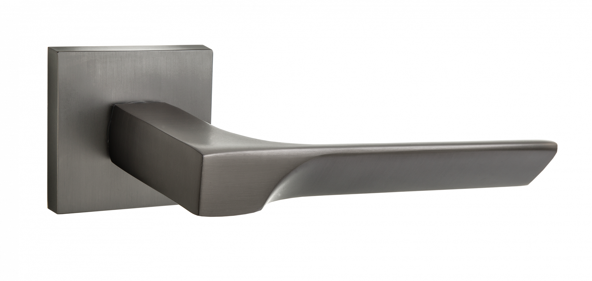 Ручка дверная РЕНЦ ЛЮКС Slim 03 "Румо", квадр накл, матовый черный никель (20)