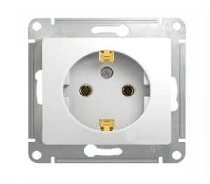 Розетка Белая 1-местная с заземлением СП 16А Glossa (20)