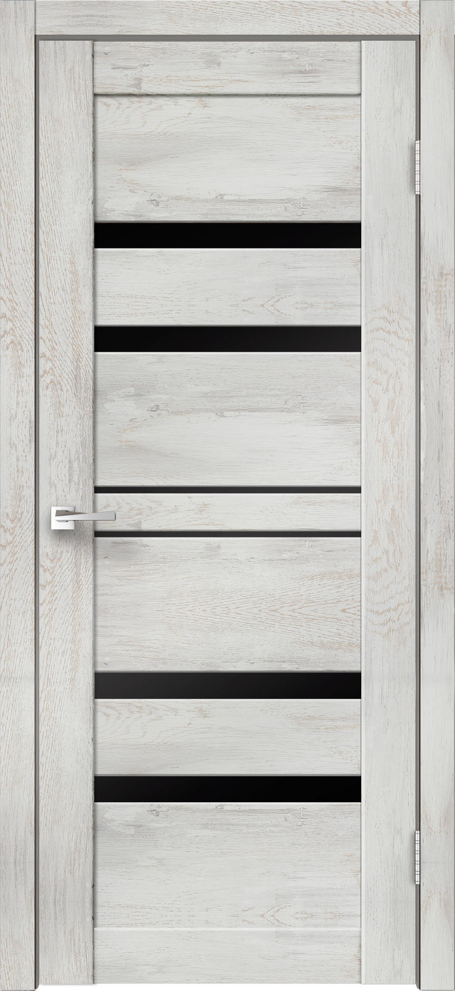 Дверь Линия 6 Дуб трэвис серый/Лакобель черное ПО 600