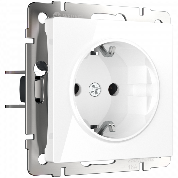 Белый розетка Скрытой установки 1 мест С заземлением Werkel (10)
