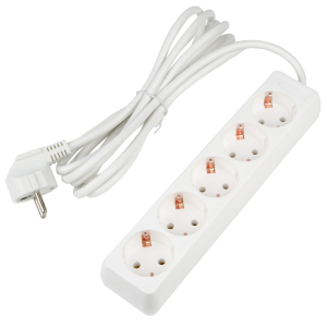 Удлинитель серии Ultra, шнур 3м., 5 гнезд, 16A, с/з. Белый. TM Uniel (10)