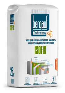 Клей плиточный 25кг для пенополистирола и минваты Серый Isofix BERGAUF (56)