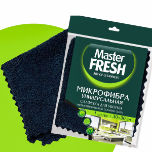 Салфетка для уборки Master FRESH МИКРОФИБРА универсальная , 1шт. (30*30см) ЧЕРНАЯ (30)