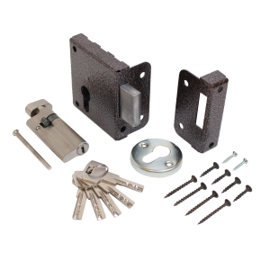 Замок накладной "Птимаш" ЗН1-1У (усиленный цилиндр), медь (30)