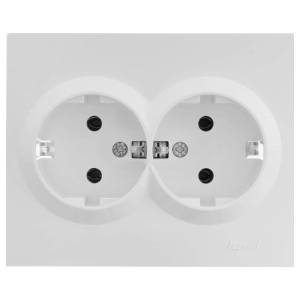 Матовое серебро розетка двойная с/з VESNA (10)