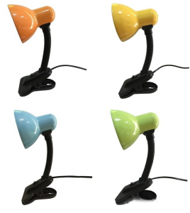 Светильник настольный на прищепке,1хE27, MIX (оранж/зел/желт/гол) (_50_)