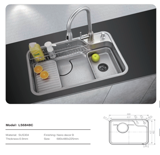 Мойка многофунк-я "LAURA" 68x48х22,5см, нерж.сталь (толщ металла 0,9 мм) без смесителя(_1_)