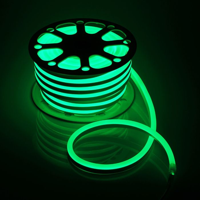 Светодиодная гибкая лента NEON Зеленый 120LED/m-8mm-IP67-220V-8W/m (50м)(_50_)