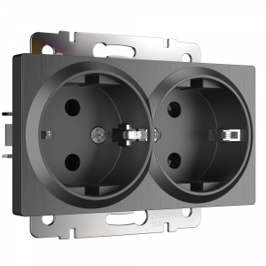Графит рифленый розетка Скрытой установки 2-х мест С заземлением W1172004 Werkel (10)