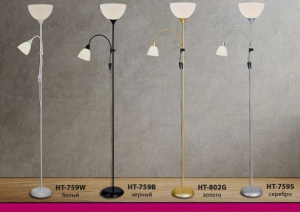 Торшер с 2 плафонами, металл. ARTSTYLE, E27/Е14, белый/золото