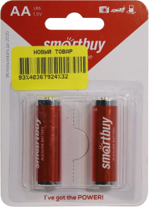 Батарейка алкалиновая Smartbuy AA/LR6/2B (24/240) (2шт в блист)