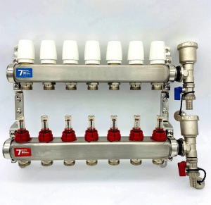 Группа коллекторная VIEIR 1х7х3/4" с расходомер, дренаж. кр, воздухоотвод., нерж. сталь(_5_)