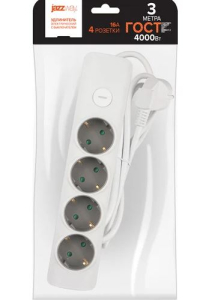 Удлинитель (Китай) Удлинитель JAZZway ET-04-300W (4 x 3,0) заземл., выкл. (10)