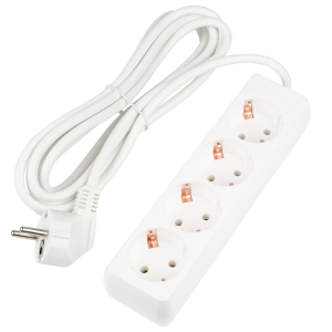 Удлинитель серии Ultra, шнур 3м., 4 гнезда, 16A, с/з. Белый. TM Uniel (10)