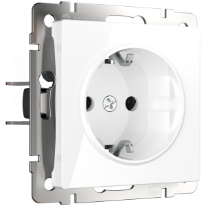 Белый розетка Скрытой установки с защитными шторками 1 мест С заземлением  W1171101 (10)