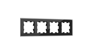 Черный стекло рамка 4 поста РУ-4-2-БрЧ