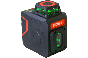 Построитель лазерный Ресанта ПЛ-360 Green горизонталь/вертикаль, 30 м, ±1,5 мм / 5 м, з/у, сумка