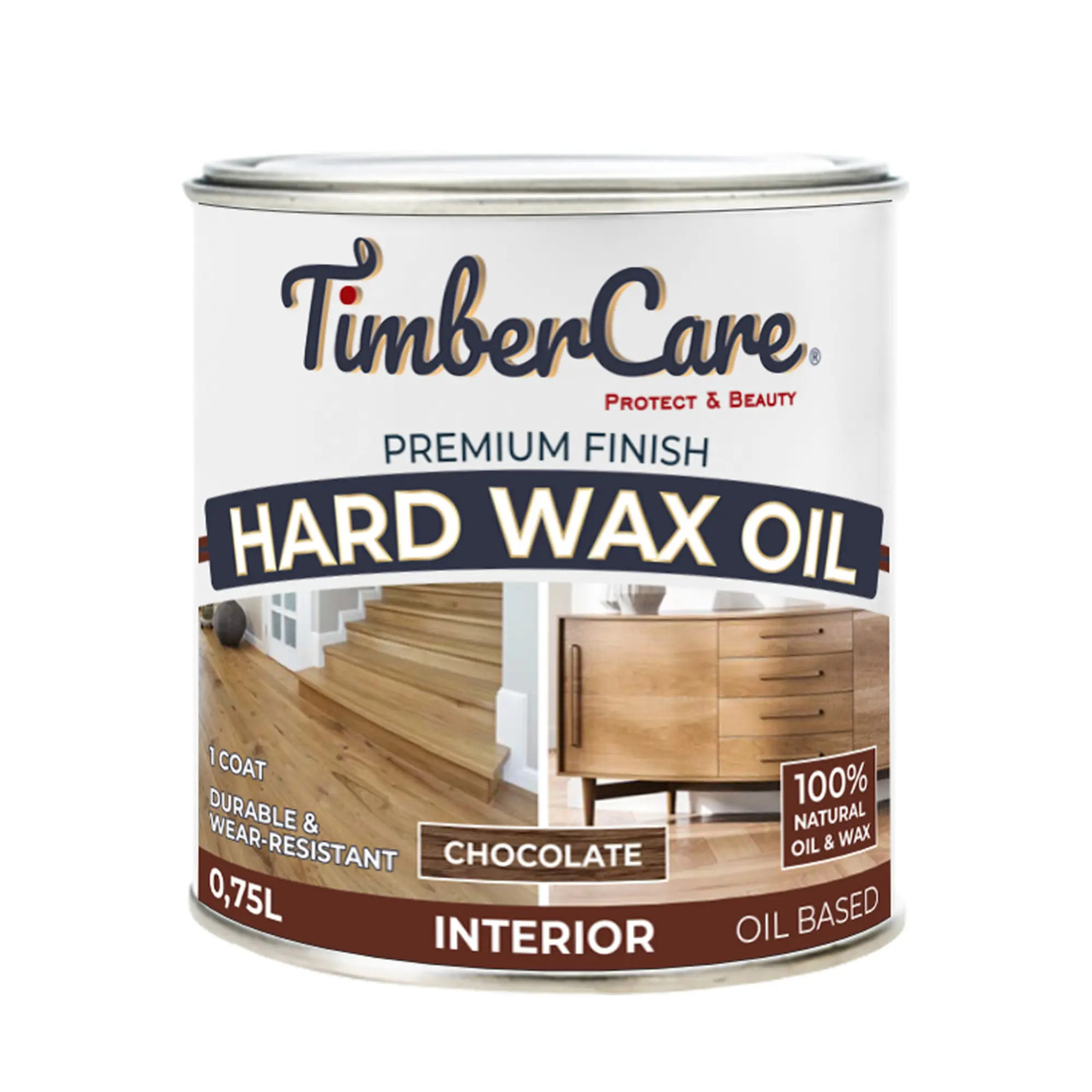 Защитное масло с твердым воском TimberCare Hard Wax Oil Шоколадный 0,75л (4)