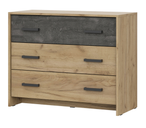 Комод 3 ящика МСП 1 Меб для спальн (Дуб Золотой/Камень Темный)
