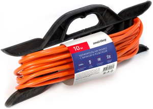 Удлинитель на рамке с вилкой и розеткой 10А, 10 метров 2х1,0 мм², оранж., IP20 (8)