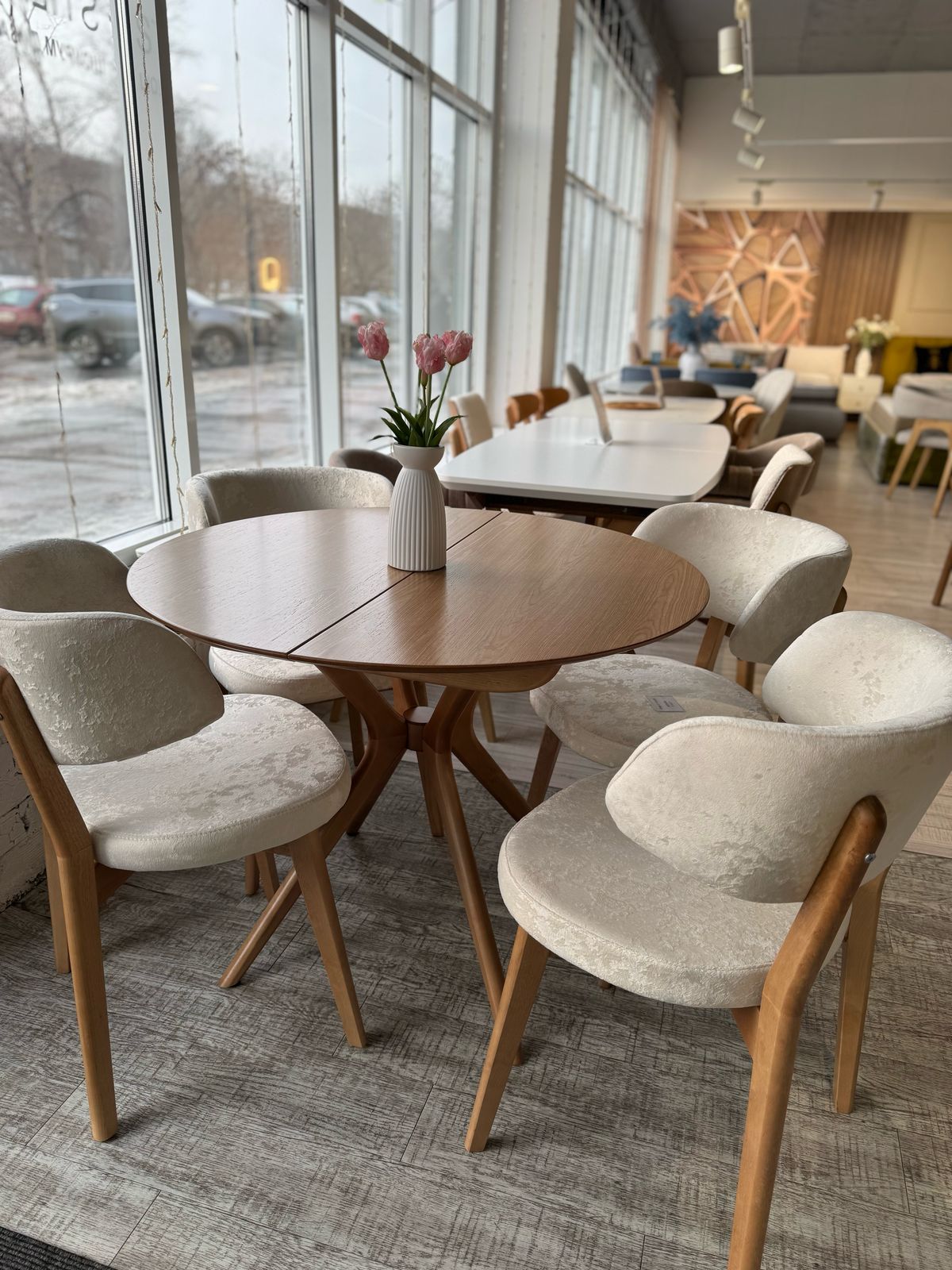 Стол Марко 1000*1000+300 (Натур.шпон/Цвет столешницы Светлый орех, ножки Светлый орех)