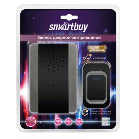 Звонок дверной беспров. с цифр. код., IP44, подсв. рег-кой громкости звука SmartBuy (60)