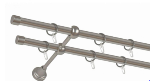 Карниз метал. СМ-2901/160/2Р 2-х рядный хром матовый (гладкий) д16