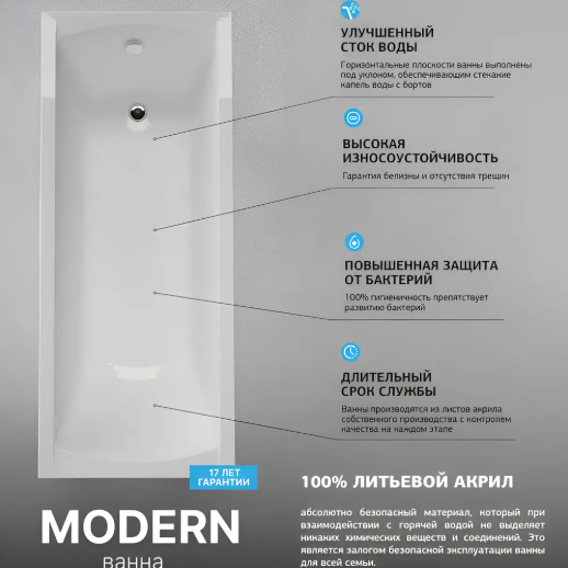 Ванна акриловая MODERN 150 75