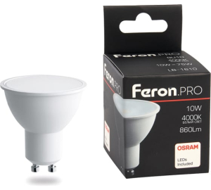 Лампа светодиодная 10Вт 4000K GU10 Feron Pto LB-1610(_300_)