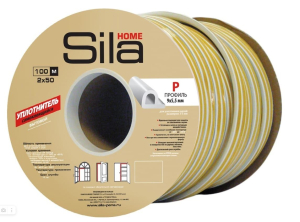 Уплотнитель Sila Home Р100, 9х5,5 мм самоклеящийся, белый, дво (100)