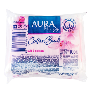 Ватные палочки АУРА 100 шт п/э пакет сh*120(_120_)