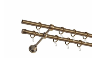 Карниз метал. СМ-2401/200/2Р 2-х рядный  золото антик (гладкий) д16