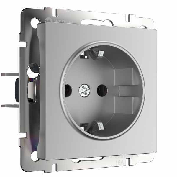 Серебряный розетка Скрытой установки 1 мест С заземлением  W1171006 Werkel (10)