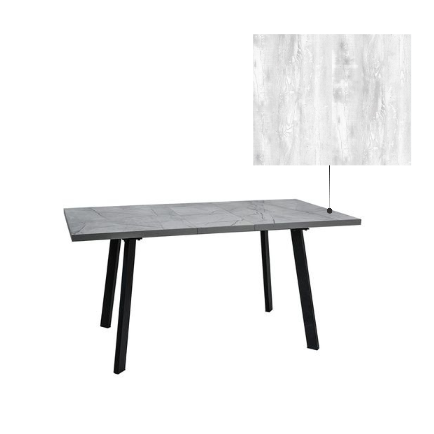 Стол РИНО раздвижной 1200/1600*800*750 ЛДСП Бетон пайн светлый, ноги металл ЧЕРНЫЙ