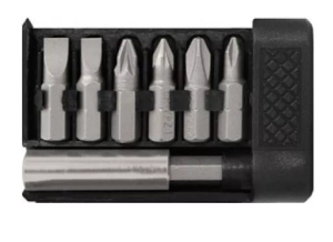 Биты набор 6шт CrV 25мм+адаптор в пластиковом держателе (30)