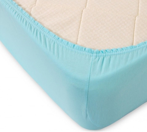 Простыня трикотажная на рез. 140х200х20 LUXE Голубой