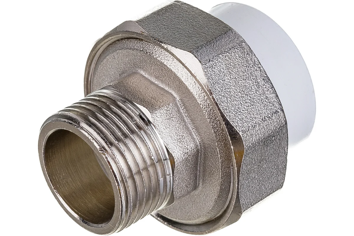 Муфта комбинированная разъемная PP-R (американка) УСИЛЕННАЯ НР Белая 25-3/4 (65)