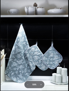 Набор прихватка+ варежка + полотенце 45*60 "Sonnet" Рогожка, арт.22 Реверанс серый дым