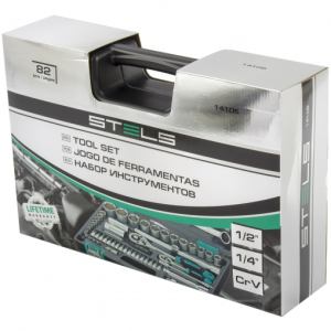 Набор инструментов, 1/2", 1/4",  CrV, пластик кейс  82 предм. STELS  (3)