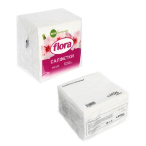 Салфетки бумажные однослойные п/п 100шт FLORA