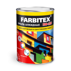 Эмаль ПФ-115 Белый 0,8кг Farbitex Глянцевая (14)